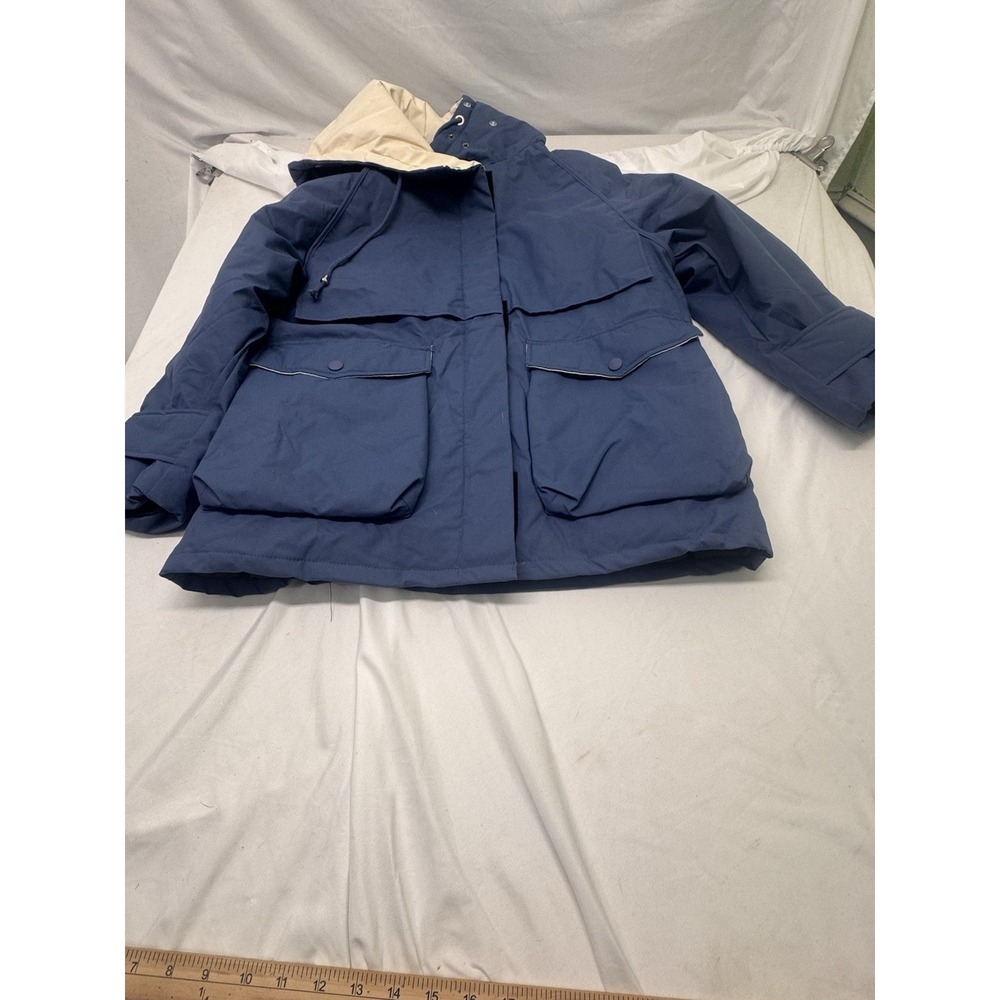 Dept. Anonym Unisex Hooded Blue Puffer Down Coat Zip&Snap Closure sz S‎ Ski Snow